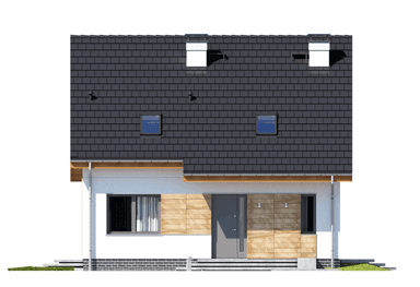 Elewacja frontowa domu jednorodzinnego Jaskółka 3 bez garażu