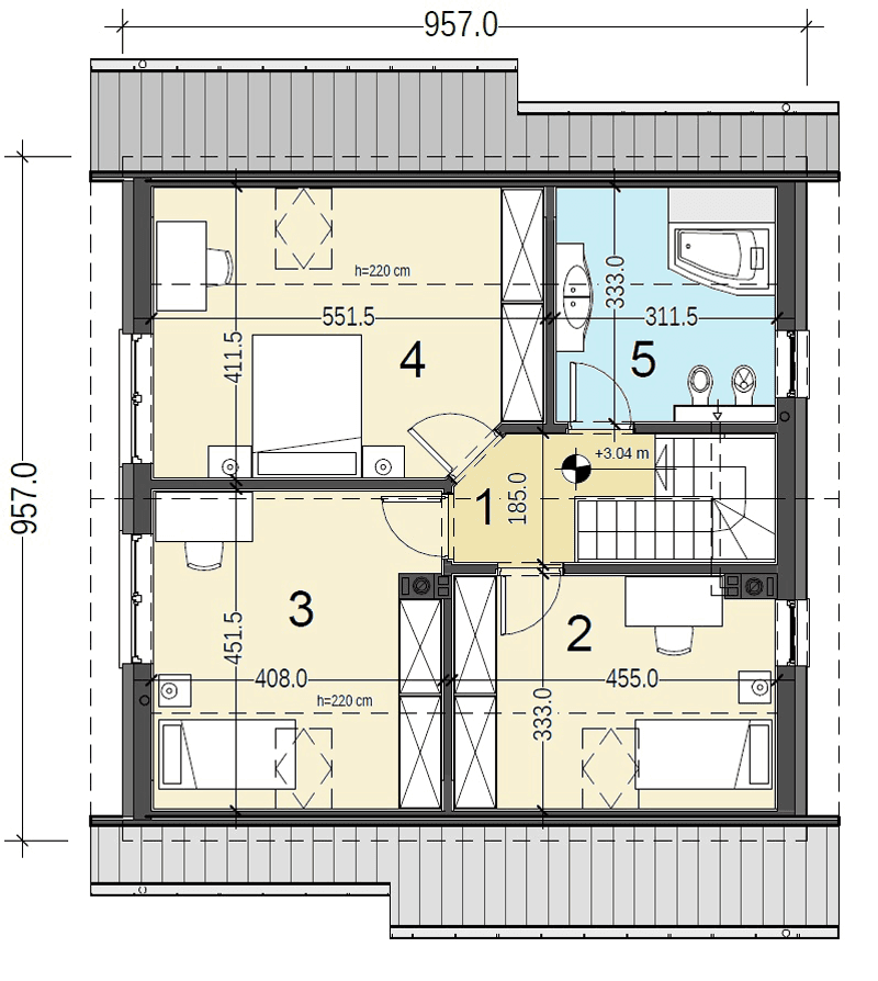 Rzut poddasza domu jednorodzinnego Jaskółka 3 bez garażu