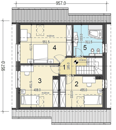 Rzut poddasza domu jednorodzinnego Jaskółka 3 bez garażu