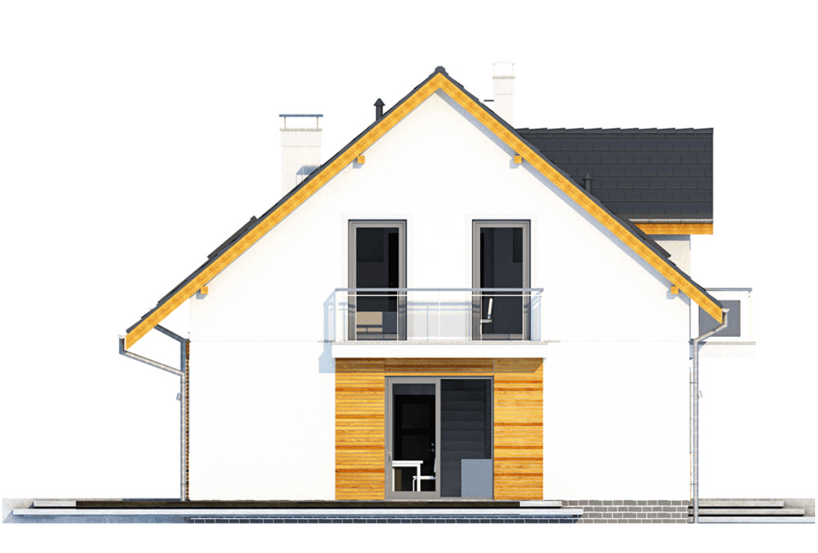 Elewacja lewa domu jednorodzinnego Jaskólka 4 z garażem