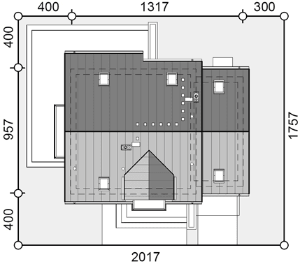 Rzut usytuowania domu jednorodzinnego Jaskółka 4 z garażem