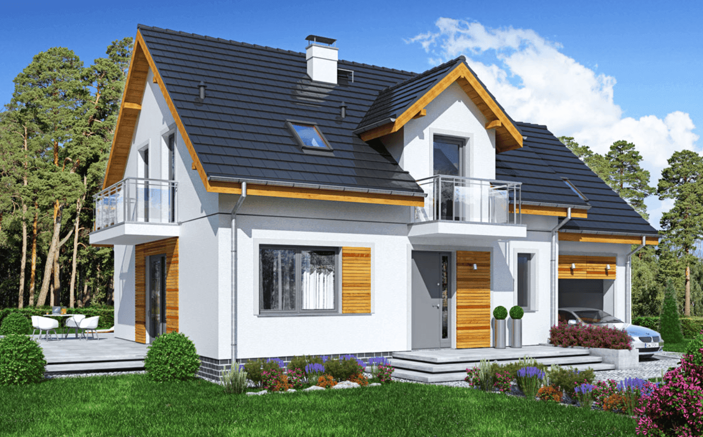 Wizualizacja domu jednorodzinnego Jaskółka 4 z garażem