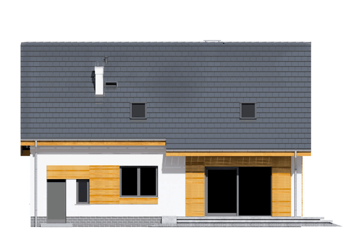 Elewacja tylna domu jednorodzinnego Jaskółka 5 z garażem
