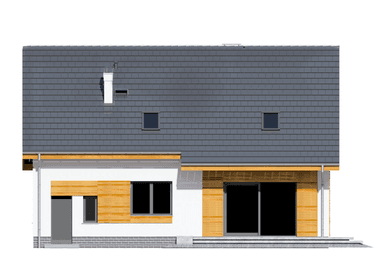 Elewacja tylna domu jednorodzinnego Jaskółka 5 z garażem