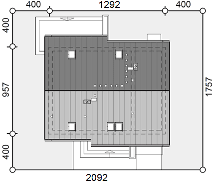 Rzut parteru domu jednorodzinnego Jaskółka 5 z garażem