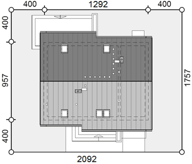 Rzut parteru domu jednorodzinnego Jaskółka 5 z garażem