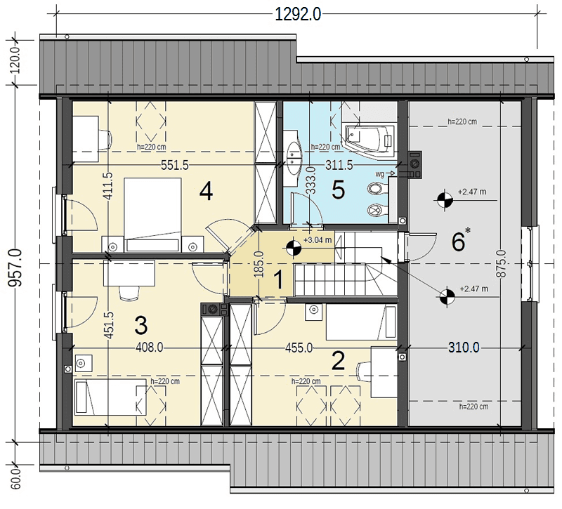 Rzut poddasza domu jednorodzinnego Jaskółka 5 z garażem