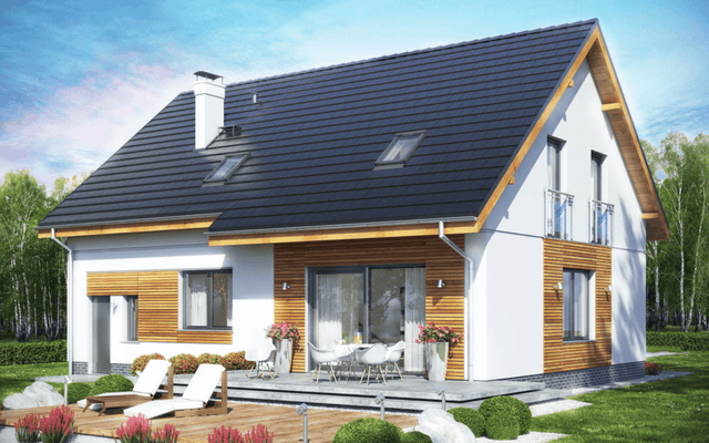 Wizualizacja domu jednorodzinnego Jaskółka 5 z garażem