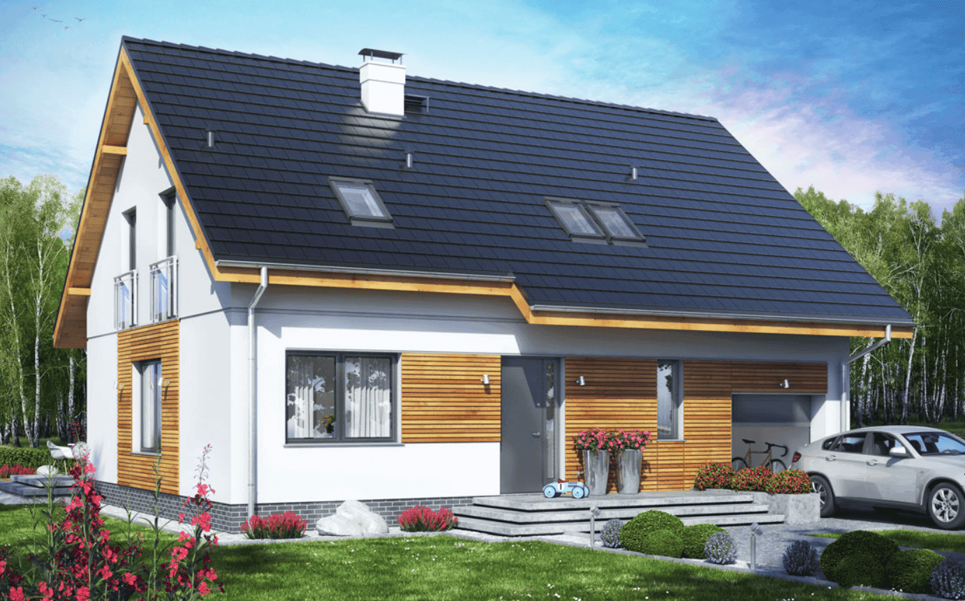 Wizualizacja domu jednorodzinnego Jaskółka 5 z garażem