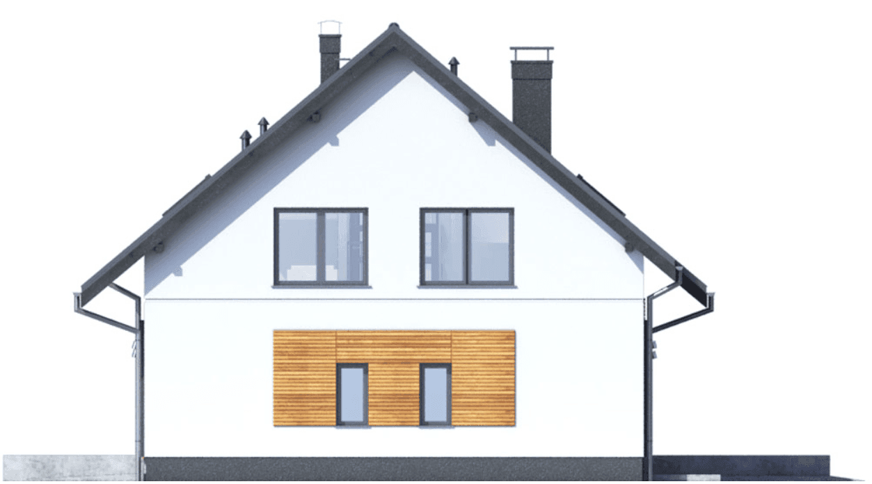 Elewacja tylna domu jednorodzinnego Jaskółka 5 z garażem XL
