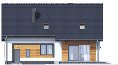 Elewacja tylna domu jednorodzinnego Jaskółka 5 z garażem XL