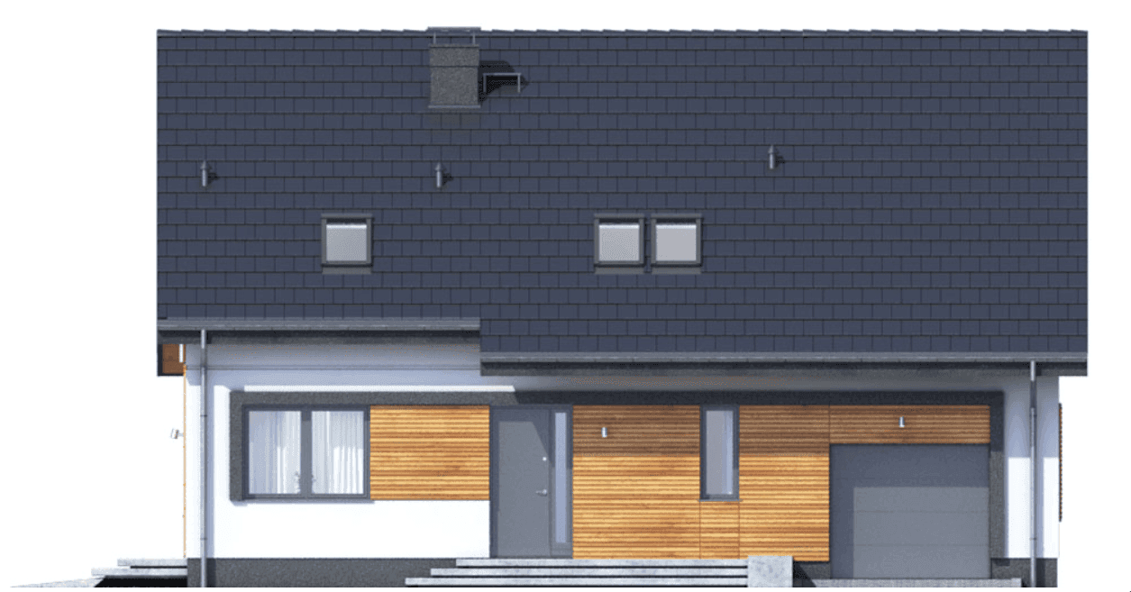 Elewacja frontowa domu jednorodzinnego Jaskółka 5 z garażem XL