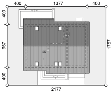 Rzut usytuowania domu jednorodzinnego Jaskółka 5 z garażem XL