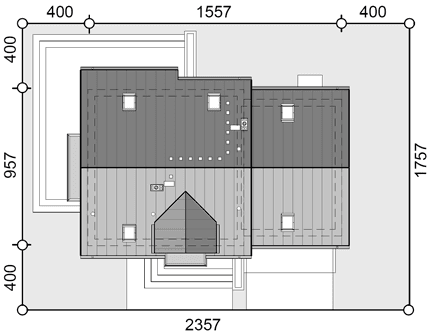 Rzut usytuowania domu jednorodzinnego Jaskółka 6 z garażem 2 st.