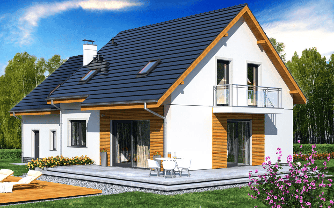 Wizualizacja domu jednorodzinnego Jaskółka 6 z garażem 2st.