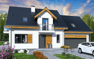 Wizualizacja domu jednorodzinnego Jaskółka 6 z garażem 2st.