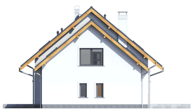 Elewacja prawa domu jednorodzinnego Jaskółka 7 z garażem 2 st.