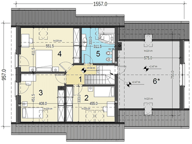 Rzut poddasza domu jednorodzinnego Jaskółka 7 z garażem 2 st.