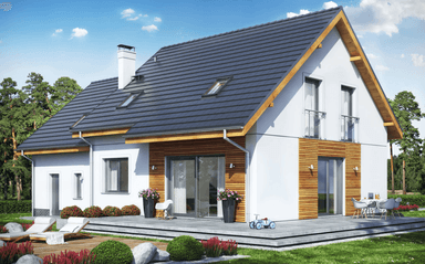 Wizualizacja domu jednorodzinnego Jaskółka 7 z garażem 2 st.