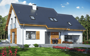 Wizualizacja domu jednorodzinnego Jaskółka 7 z garażem 2 st.