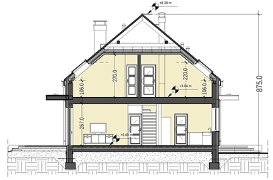Przekrój projektu domu Jaskółka 8
