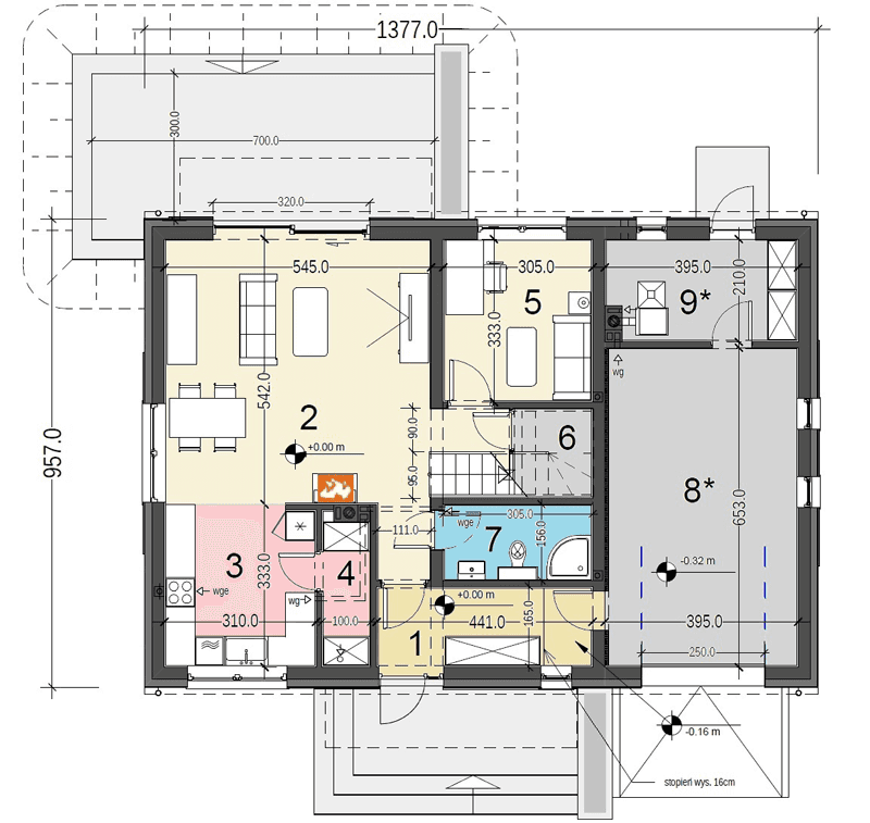 Projekt domu Jaskółka 8 rzut parteru