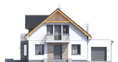 Elewacja frontowa domu Baset 3 z garażem