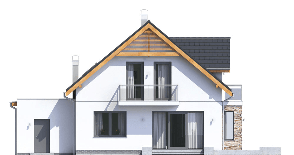 Elewacja ogrodowa domu Baset 3 z garażem