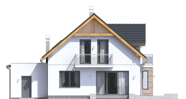 Elewacja ogrodowa domu Baset 3 z garażem