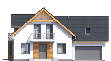 Elewacja frontowa domu Baset 6 z garażem XL