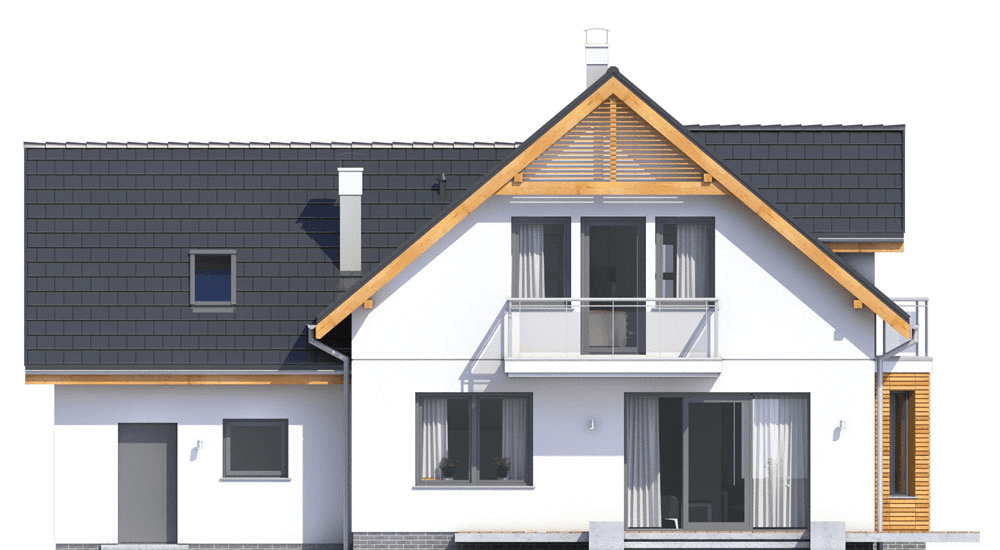 Elewacja ogrodowa domu Baset 6 z garażem XL