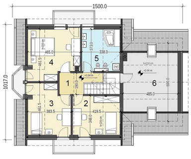 Rzut poddasza domu jednorodzinnego Baset 6 z garażem XL