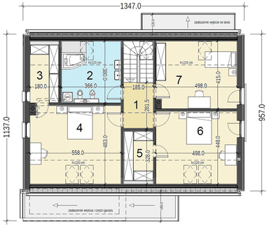 Rzut poddasza domu Bocian 2 z garażem