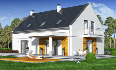 Wizualizacja domu jednorodzinnego Bocian 3 z garażem 2 stanowiskowym