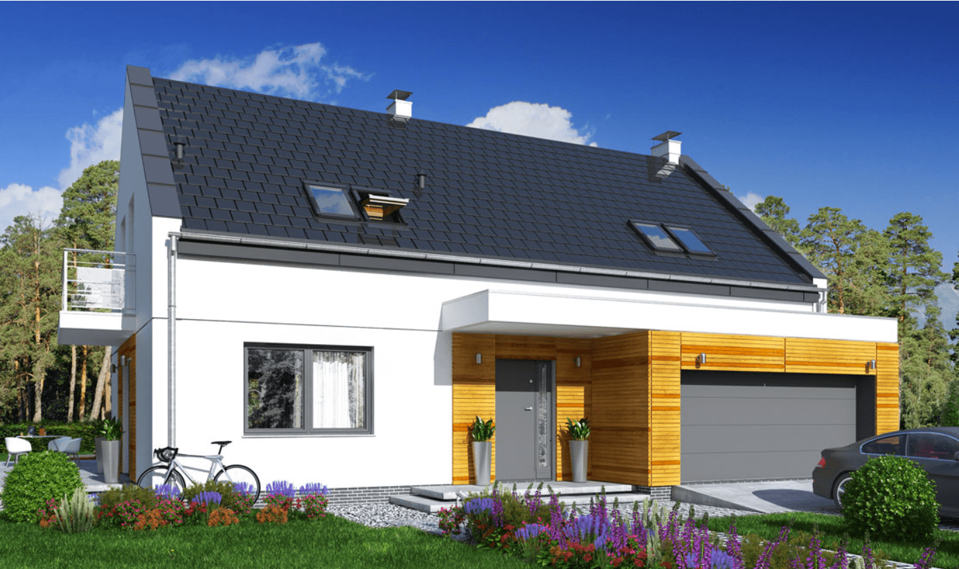 Wizualizacja domu jednorodzinnego Bocian 3 z garażem 2 stanowiskowym