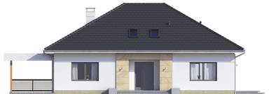 Elewacja frontowa domu Heros 4 z wiatą garażową