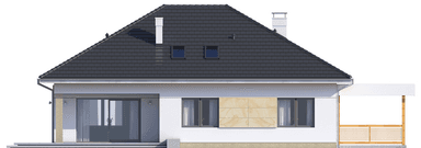 Elewacja tylna domu Heros 4 z wiatą garażową