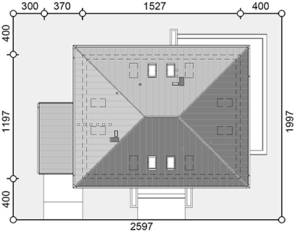 Usytuowanie domu na działce Heros 4 z wiatą garażową