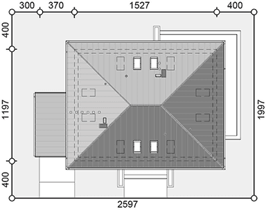 Usytuowanie domu na działce Heros 4 z wiatą garażową