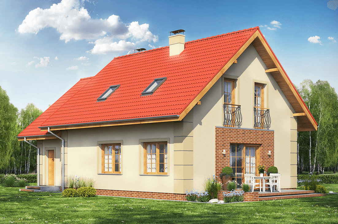 Widok na dom od strony ogrodowej projekt Pinczer 2 z garazem