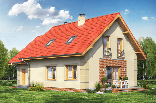 Widok na dom od strony ogrodowej projekt Pinczer 2 z garazem