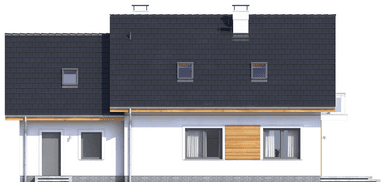 Elewacja ogrodowa domu Pinczer 4 z garażem XL