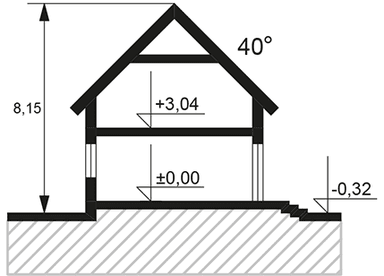 Przekrój projektu domu Pinczer 4 z garażem XL