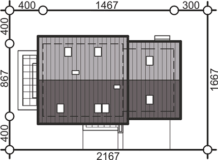 Usytuowanie domu na działce Pinczer 4 z garażem XL