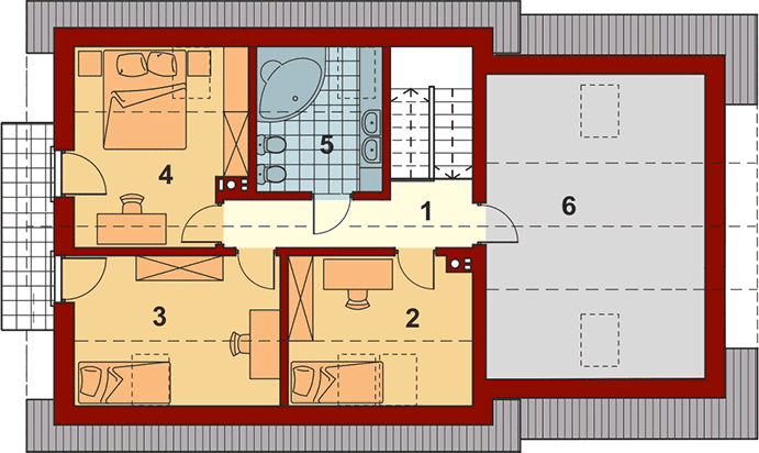 Rzut poddasza domu jednorodzinnego Pinczer 4 z garażem XL