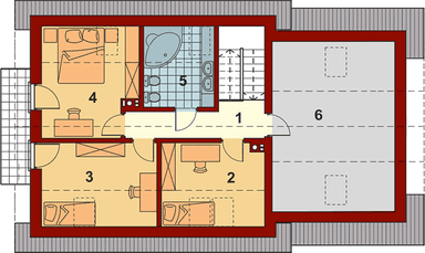 Rzut poddasza domu jednorodzinnego Pinczer 4 z garażem XL