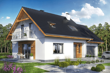 Widok na dom Pinczer 4 z garażem XL dwustanowiskowy