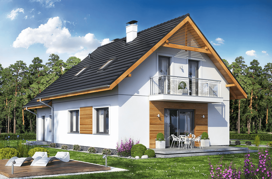 Widok na dom Pinczer 4 z garażem XL