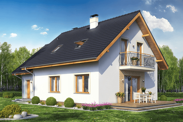 Wizualizacja projektu domu taniego w budowie Pinczer 5 z garażem