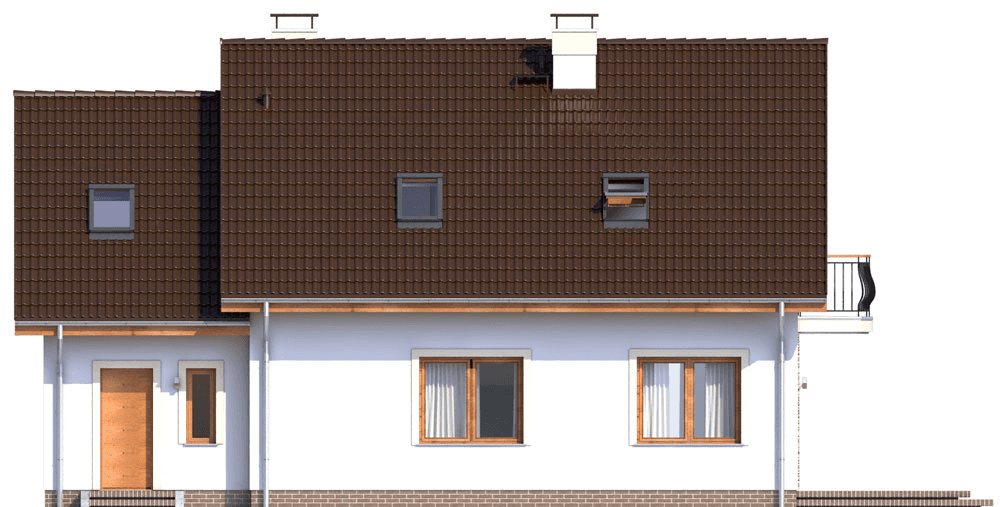 Elewacja od strony ogrodu domu Pinczer 6 z garażem